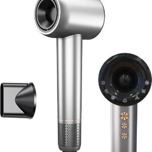 Secador de Cabelo Profissional ‎ROMANTIC CROWN 1500W, Cinza, Baixo Ruído, Íons Negativos, Portátil, 127v/20A